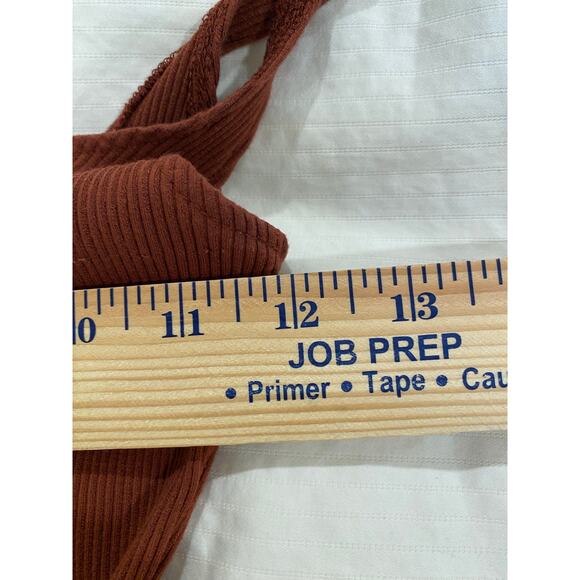 Rolla Coster Women’s Bodycon Dress S Ribbed Knit Spaghetti Strap Rust Brown - Picture 5 of 5